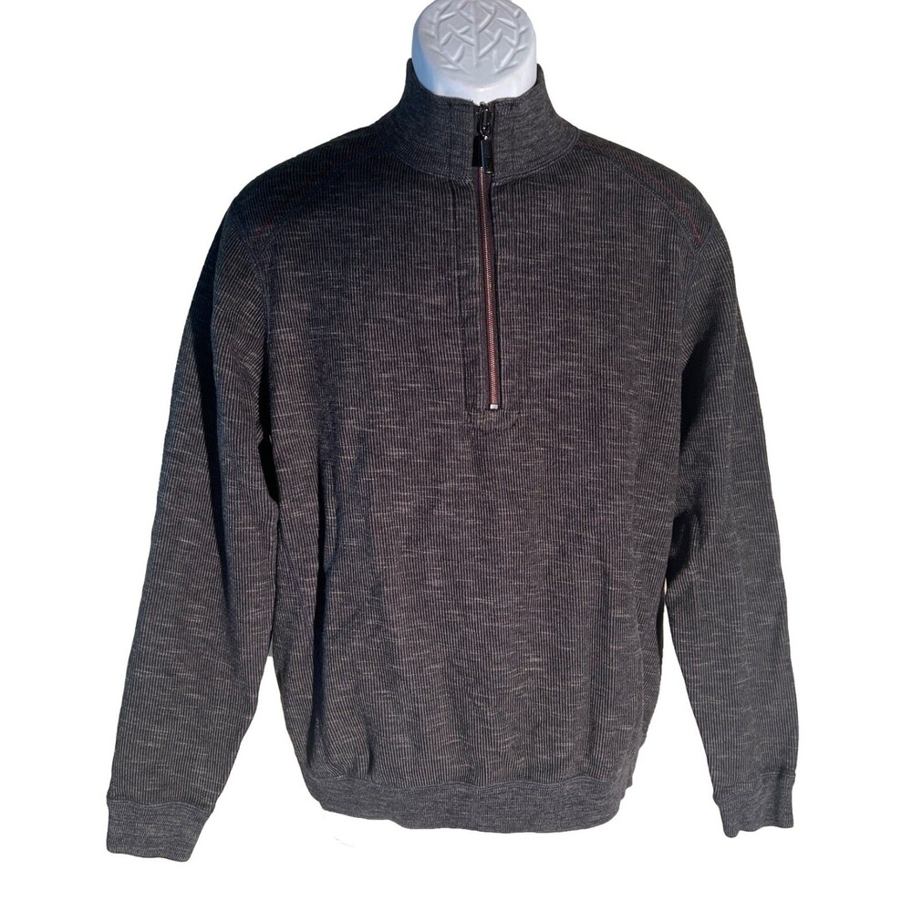 TOMMY BAHAMA Men's Long Sleeve‎ 1/2 Zip Pull-Over Sweater Shirt Black Medium